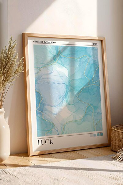 Saturn Tablou înrămat Aura norocoasă Noroc Albastru Galben Aura Culori energetice Colecția Gradient