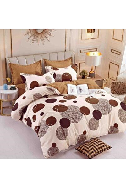 JOJO Double Bed Linen Set, Fine Cotton (Finet), Fitted, 6 Pieces - Gray with Feathers