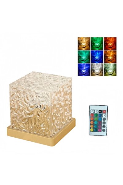 PORKY Shop LED Lamp Acrylic + Wood, 16 Colors, Wave Effect, 3W, 11.5cm