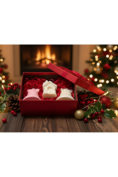 Herum Set of 3 scented candles, HANDMADE, soy wax, cotton wick, Bells and House, 7.5 cm