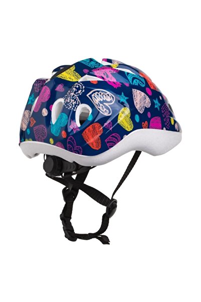 Tessari Blue Cycling Helmet with Colorful Hearts (52-56 cm)