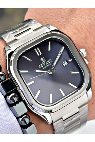 Reward Gümüş Renk Klasik Kare Model Çelik Kordon Erkek Kol Saati + BİLEKLİK H...
