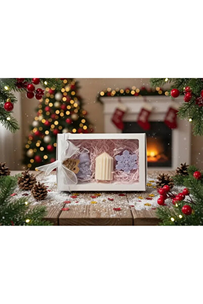 Herum Set of 3 scented candles, HANDMADE, soy wax, cotton wick, Elf, Candle and Snowflake, 7.5 cm