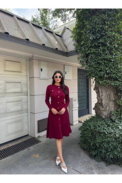 Miss Beyoğlu Жіноче трикотажне плаття • Облягаючий крій • Довгі рукави • Дета...