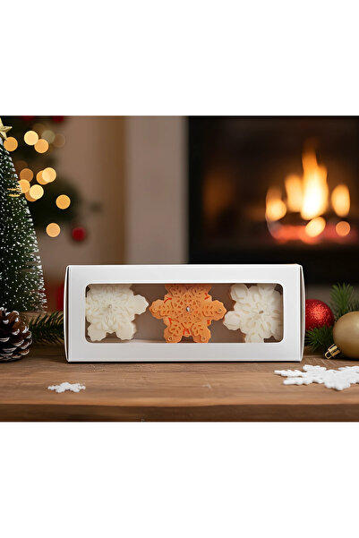 Herum Set of 3 scented candles, HANDMADE, soy wax, cotton wick, Snowflake, 7.5 cm