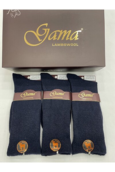Gama 3 части естествена агнешка вълна нееластични (диабетични) дебели зимни мъжки чорапи