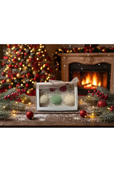 Herum Set of 3 scented globe candles, 2 wax decorations, HANDMADE, soy wax, cotton wick, 7 cm