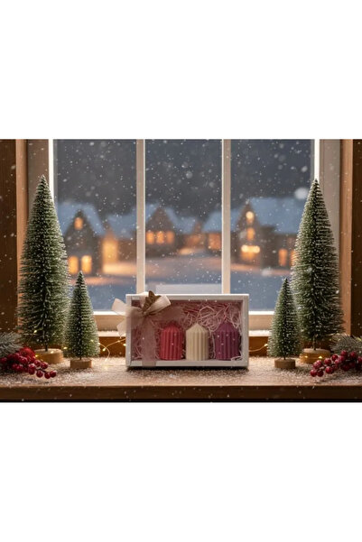 Herum Set of 3 scented candles, one plastic decoration, HANDMADE, soy wax, cotton wick, 7 cm