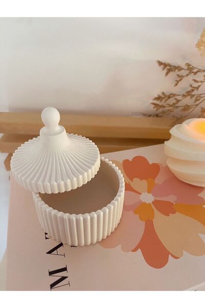 Bernami Decorative Concrete Box Organizer with Lid, Jewelry Box Makeup Cotton Box