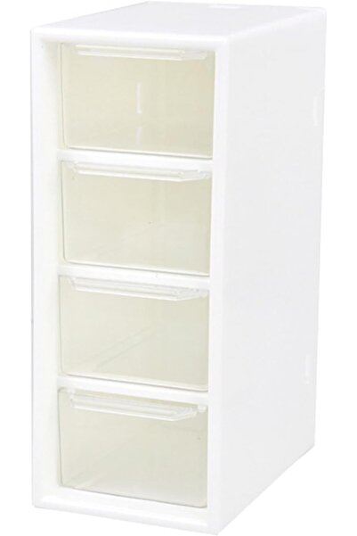 PORKY Shop Desk Organizer 4 Drawers, Transparent, Plastic, Compact and Stackable
