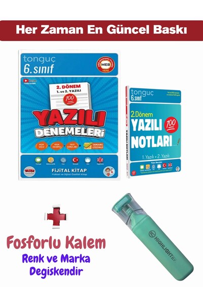 Tonguç Yayınları 6. Sınıf Yazılı Notları ve Denemeleri 2. DÖNEM + Fosforlu Kalem