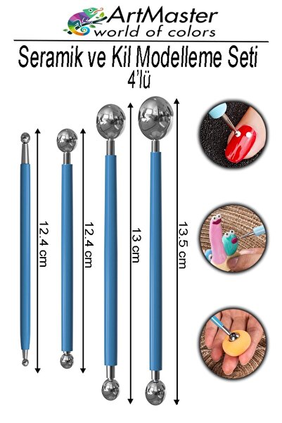 Artmaster Top Uçlu Seramik ve Kil Modelleme Seti 4 Lü 1 Paket Pasta Şekil Ver...
