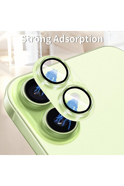 KVK PRİVACY iPhone 17 Compatible Full Coverage Sapphire Glass Camera Lens Protector with Metal Frame Green