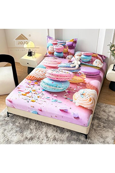 JOJO HOME 5D print bedspread set, 160x200cm, 3 pieces, Macarons