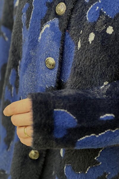 Nuss Angora Cardigan with Camouflage Pattern and Snap Buttons on the Front