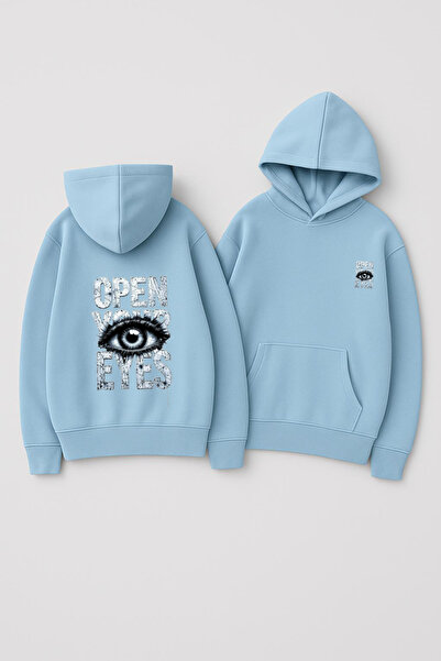 CLASSY.MODA Unisex με κουκούλα oversized με τύπωμα Φούτερ – Ανοίξτε τα μάτια ...