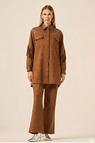 FTZ WOMEN Women's Scuba Suede Double Suit Brown 31232