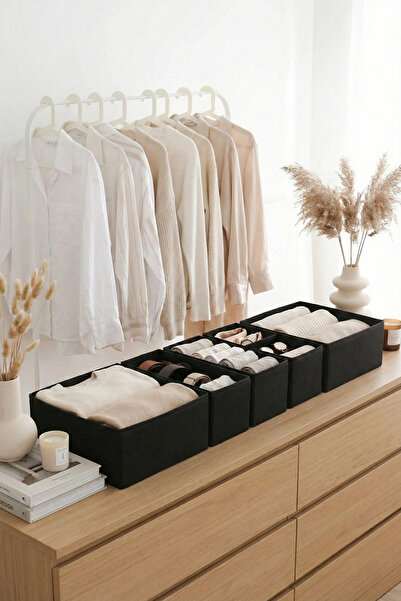 REKHOME 6-Piece Drawer Cabinet Organizer Storage Box Organizer Set Black