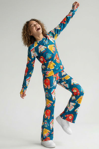 Colorinas New Year Printed Flared Leggings Legins