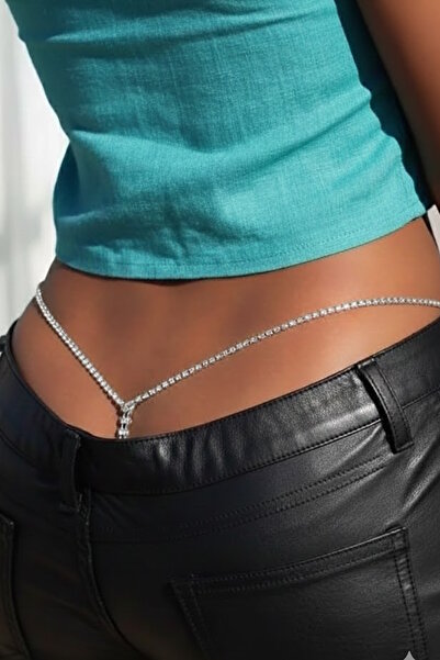 CAŞ DEKORASYON Silver Color Stone Thong