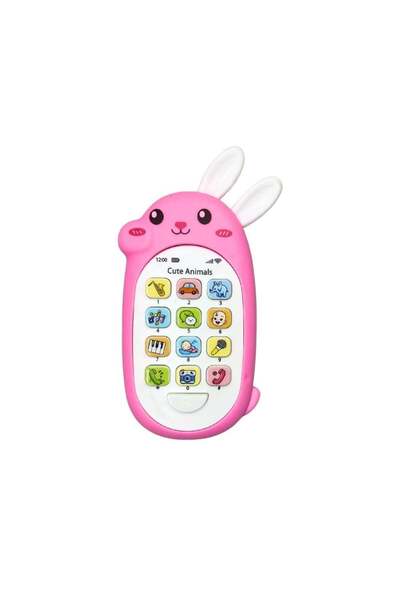 Depomiks Avm Pembe Yumuşak kulaklı tavşan Eğitici oyuncak telefon sesli Işıkl...