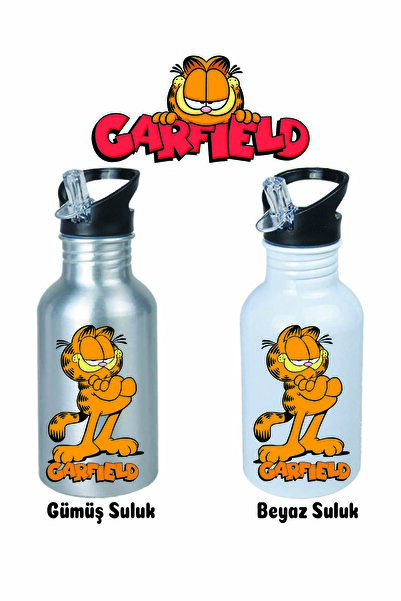 DKDZ SHOP Garfielddd Printed Metal Durable Water Bottle with Straw 600ml.