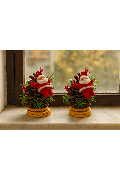 Marrone Double Cone Ornament Christmas Table Decoration with Santa Claus