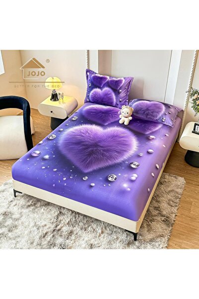 JOJO HOME 5D print bedspread set, 160x200cm, 3 pieces, Purple heart