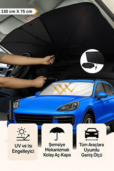 Hane Dostu Katlanabilir Şemsiye Tipi Araba Ön Cam Güneşliği – UV Koruma & Isı...