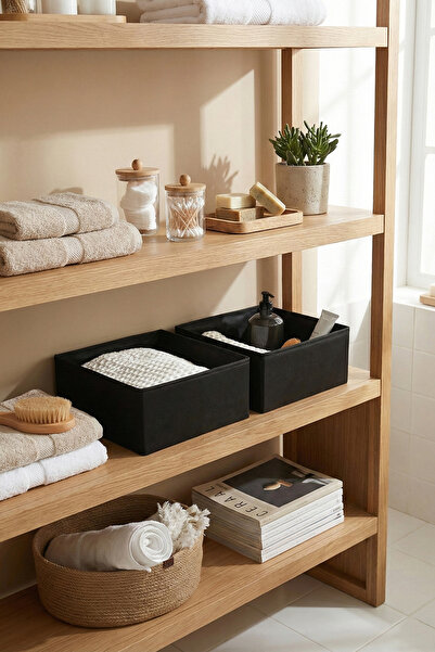 REKHOME 6-Piece Drawer Cabinet Organizer Storage Box Organizer Set Black