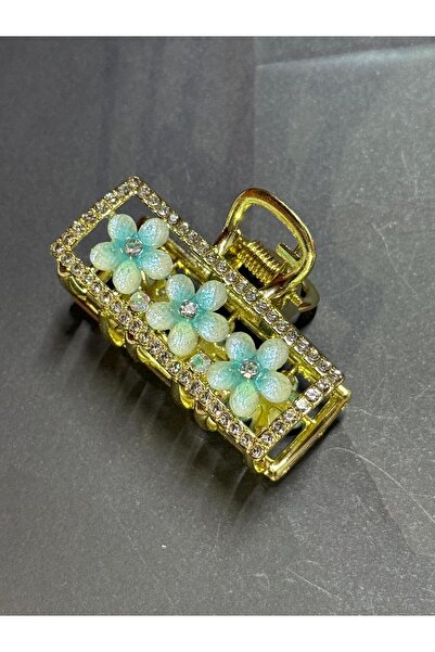 JHTshop مشبك شعر مستطيل الشكل مع تفاصيل ثلاث زهرات؛ أنيق وراقٍ ومناسب لكل الأ...