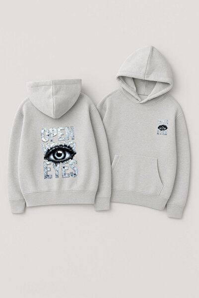 CLASSY.MODA Unisex Hooded Oversized Printed Sweatshirt – Open Your Eyes Eye Illustration