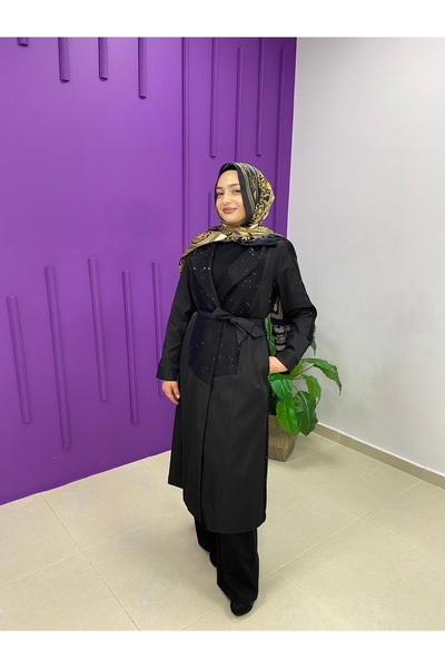 Mood Mihri Kadın Güpürlü Trençkot – Şık ve Modern Tasarım