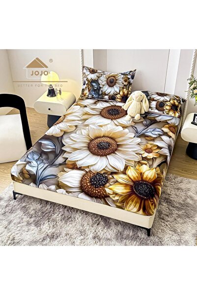 JOJO HOME 5D print bedspread set, 160x200cm, 3 pieces, Sunflower