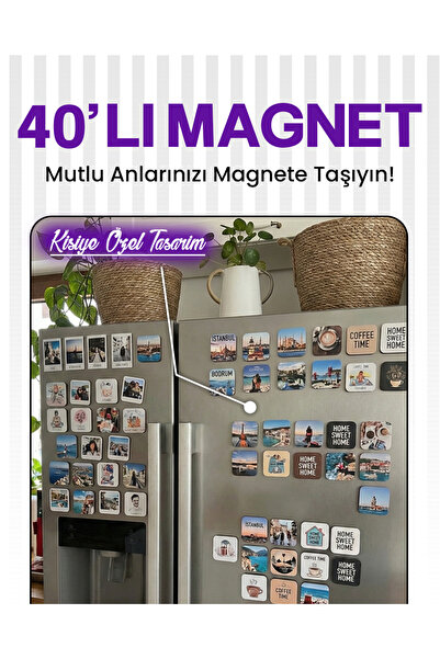AYIŞIGII HEDİYELİK 40'lı DEV SET Kişiye Özel Fotoğraf Magnetleri: Hayatınızın...