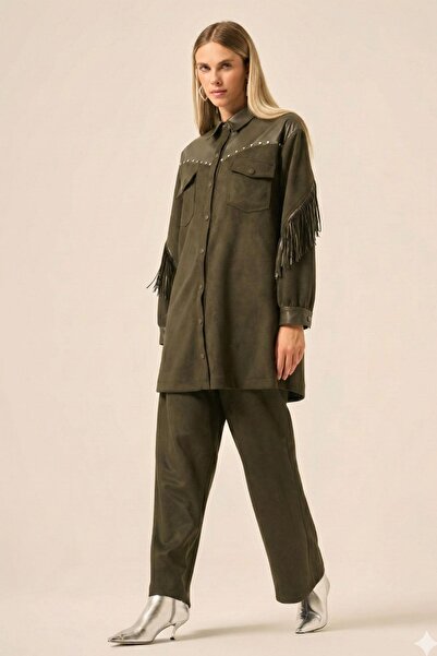 FTZ WOMEN Women's Scuba Suede Double Suit Khaki 31232