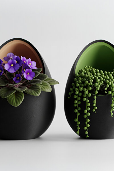 OEM Set of decorative mini egg pots, Midnight Onyx color