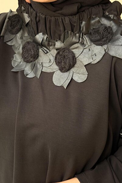 Ghisa Embossed Floral Patterned Drawstring Collar Tunic Pants Set