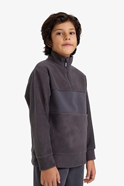 DeFacto Boy's Fleece 2-Piece Set Half Zipper Sweatshirt Sweatpants G4965A825Wn