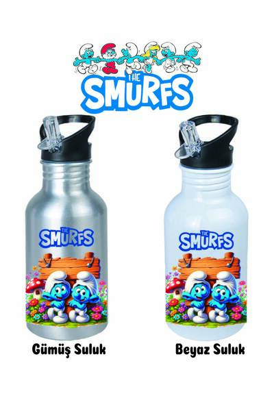 DKDZ SHOP Şirinlerrr Printed Metal Straw Drinker 600ml.