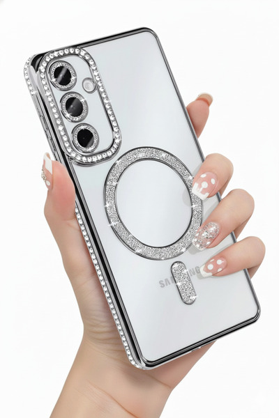 Kipgsm Samsung Galaxy S25 Fe Uyumlu Kılıf Simli Magsafe Şarj Destekli Kamera ...