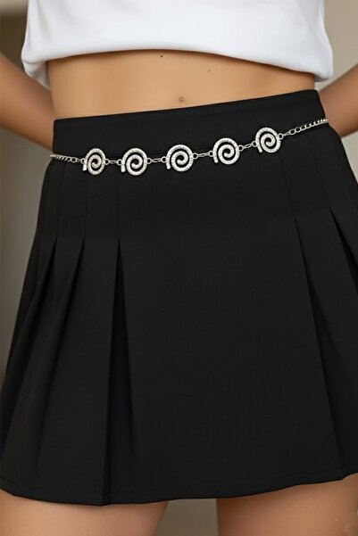 CAŞ DEKORASYON Silver Color Snail Figured Chain Belt