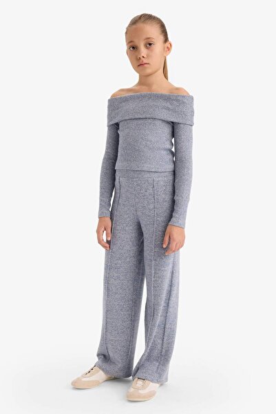 DeFacto Girl's 2-Piece Set Off-The-Shoulder Blouse Wide Loose-Leg Pants G5959A825Wn