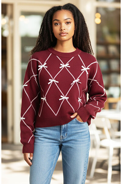 Star Fashion Women's sweater with bows, elegant and festive model