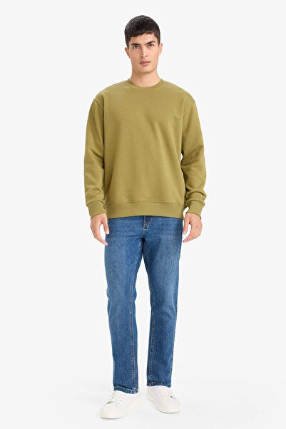 DeFacto Relax Fit Crew Neck Thick Inside Soft Furry Basic Plain Sweatshirt T5139Az25Au