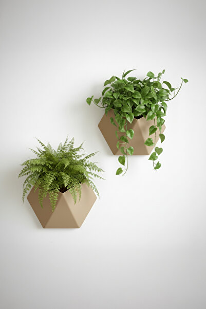 OEM Hexa Design wall planter, Sandstone Beige color, geometric design, eco-friendly material