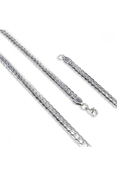 AKSESUARIM Men's Scrubbed Fish Scale Steel Necklace 1.6mm