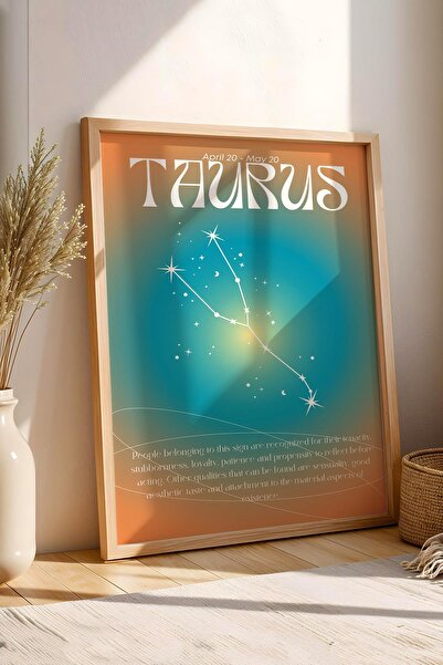 Saturn Pictură înrămată cu semnul Taurului, Aura, culori energetice, simbol astrologic al constelației