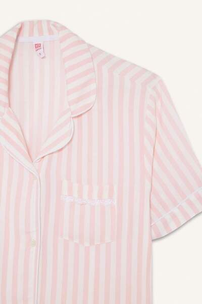 DeFacto Set de pijamale Regular Fit Top cu mâneci scurte în dungi Partea de jos lungă G7776AX25AU