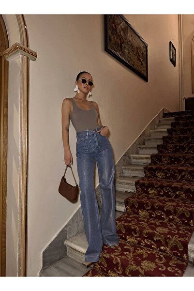 D'RECCY PANTALONI DE DENIM LUCIȚI talie înaltă PENTRU FEMEI